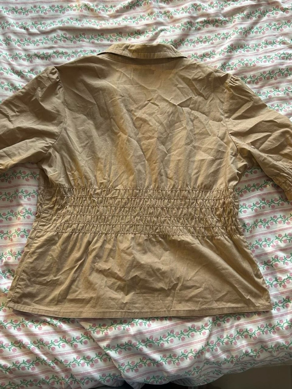 Max Rave Short Sleeve Button-Front Top in Tan - Picture 5 of 5